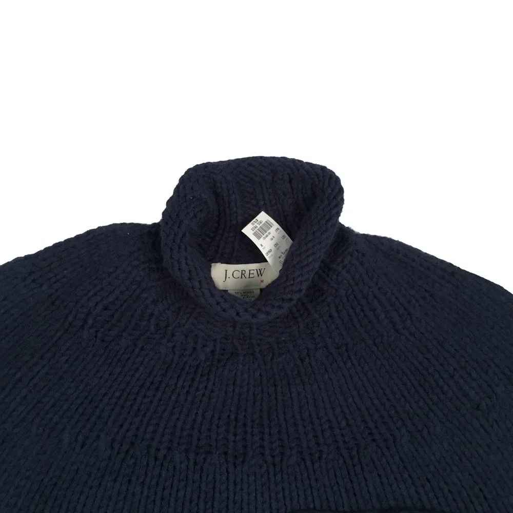 NEW Vintage J Crew Hand Knit Sweater!  Navy  Mock Turtleneck  Rolled Bottom Hem